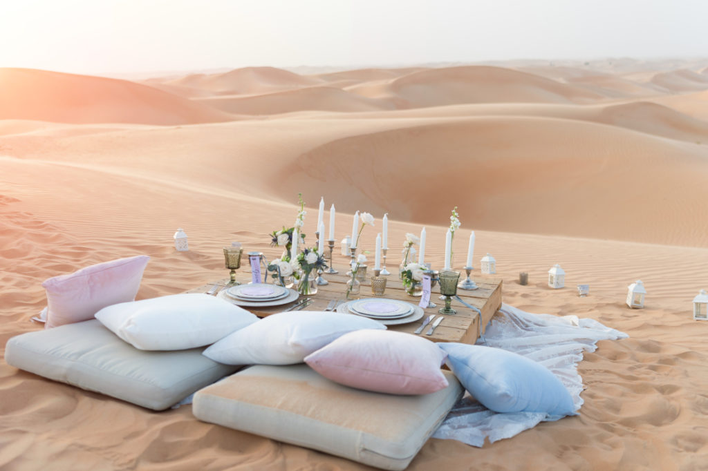 Colorful, Cultural & Classic: An Arabian Desert Elopement at the Arabian Nights Village, Abu Dhabi. Photography by Loft Studio. 