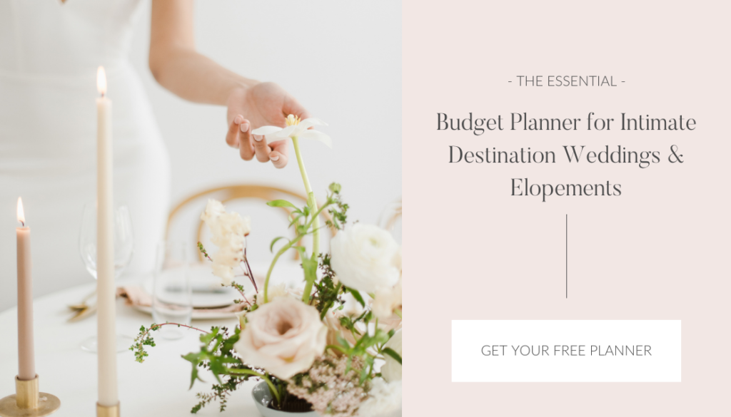 Do you plan to elope? Then get the Essential Budget Planner for Intimate Destination Weddings and Elopements.

Because even the tiniest wedding is not for free, and expenses quickly add up. To stay on top of things easily, grab my free budget planner now. #lovelyandplanned
